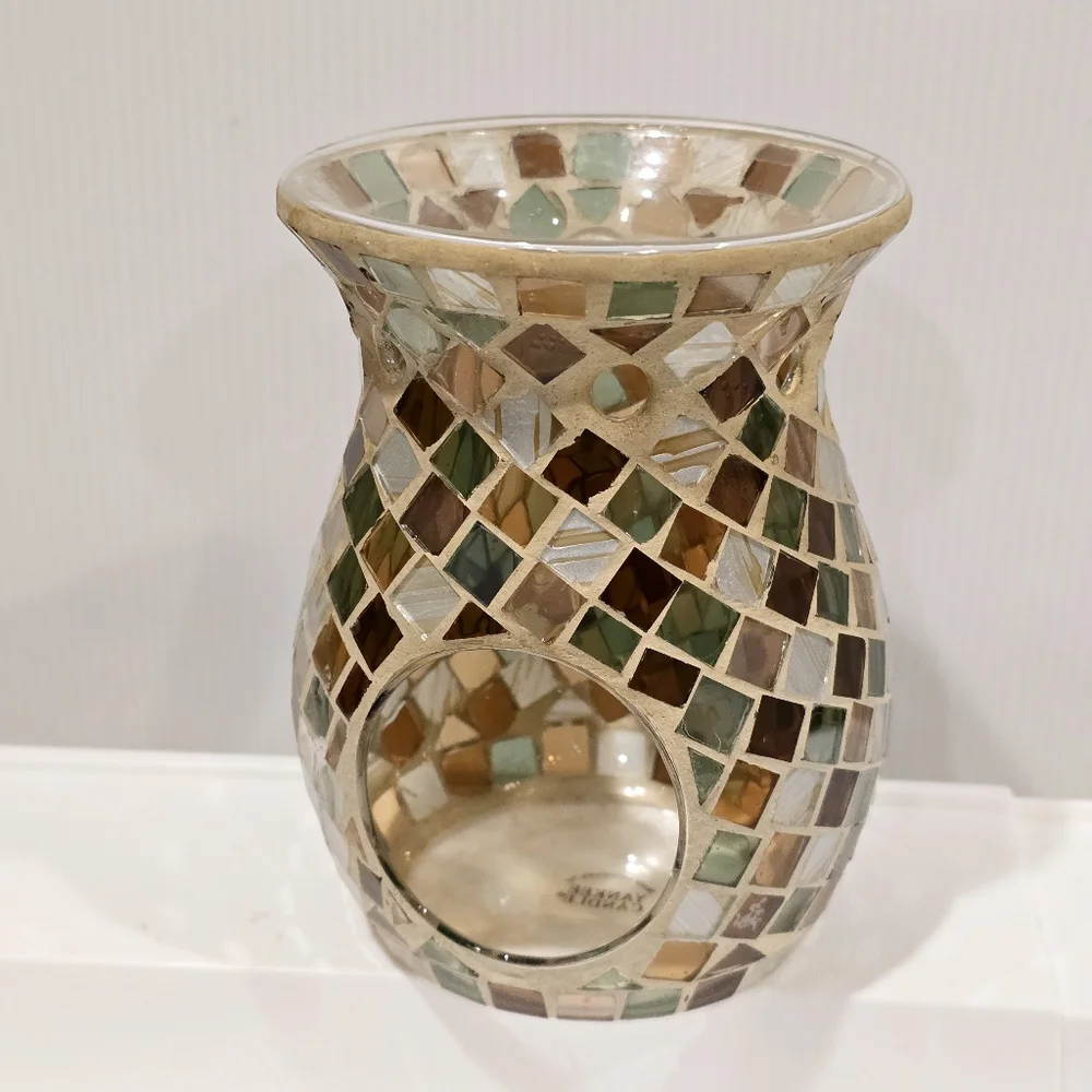 Vintage Yankee Candle Glass Mosaic Tart Candle Holder and Sugared Apple Refills - Picture 9 of 12